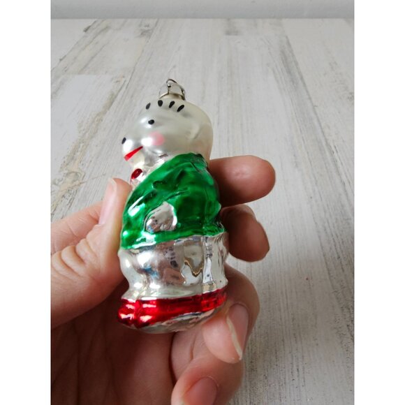 Glass hedgehog Mercury ornament green axis tree vintage - Picture 6 of 7